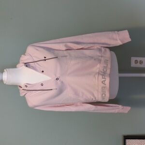 Pink hooded Under Armour sweatshirt